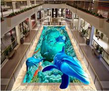 Floor wallpaper 3d for bathrooms dolphin marble 3D wall murals wallpaper floor Custom Photo self-adhesive 3D floor 2024 - buy cheap