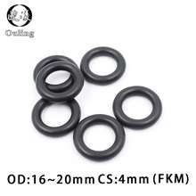 10PC/Lot Fluorine rubber Ring Black FKM Orings Seals 4mm Thickness OD16/18/20mm O Rings Seal Gasket Oil Ring Fuel Sealing Washer 2024 - buy cheap