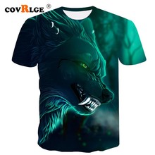 Covrlge 3D men t shirt Green Light Wolf Print t shirt Men tshirt 2019 Summer Funny Short Sleeve O-neck Tops&Tee Male MTS543 2024 - buy cheap