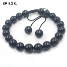 Free Shipping 6mm 8mm 10mm Women Jewelry Genuine Gem Stone Adjustable Yoga Boho Black Tourmaline Bracelet 7" 7.5" 8" 2024 - купить недорого
