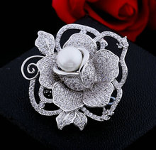 SINZRY new statement jewelry accessory Clear white color cubic zircon rose flower wedding luxurybrooch pin  scarves buckle 2024 - buy cheap