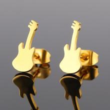 Charm Musical Guitar Shaped Stud Earrings Art Jewelry Stainless Steel Violin Earrings Concert Accessories Aretes 2024 - buy cheap