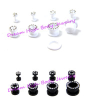 Flesh Tunnel Clear Gem Acrylic Black Popular Ear Expander Piercing Body Jewelry 2mm 3mm 8mm 12mm free shipping Wholesale 2024 - buy cheap