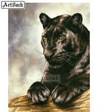 New 5d diy diamond painting black leopard full square drill big cat 3d diamond embroidery artwork diamond mosaic kit 2024 - buy cheap