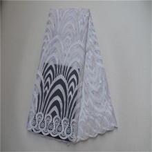 French Tulle Lace Fabric Pure White African Lace Fabric High Quality Embroidered Guipure Lace Fabric for Nigerian Stones Wedding 2024 - buy cheap