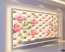 Beibehang-papel tapiz personalizado para sala de estar, papel tapiz 3d con bolsa suave de diamante rosa para dormitorio y TV 2024 - compra barato