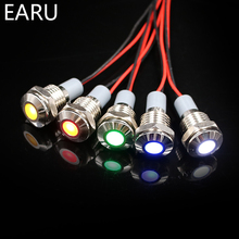 10mm Waterproof IP67 LED Metal Warning Indicator Light Signal Lamp Pilot + Wire 3V 5V 6V 12V 24V 110V 220v Red Yellow Blue Green 2024 - buy cheap