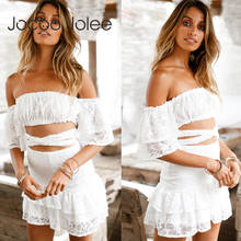 Jocoo Jolee Sexy Lace Women Suits with Sash Neck Tops 2018 Sumner Beach Wearing for Women Elegant Evening Party Dress New 2024 - buy cheap