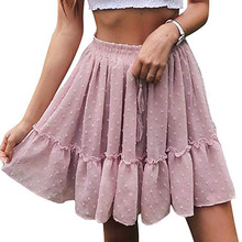 Женская мини-юбка SAGACE, летняя плиссированная повседневная юбка в горошек с оборками, 423 2024 - купить недорого