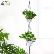 Colorful Vintage Macrame Plant Hanger Garden Flower Pot Holder Hanging Rope Basket Lifting Rope Decor Two Layers Garden Tools 2024 - buy cheap