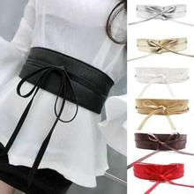 1PC Fashion Spring Autumn Women Lady Fashion Metallic Color Soft Faux Leather Wide Belt Self Tie  Waist Mujer Dress Waist 2024 - buy cheap