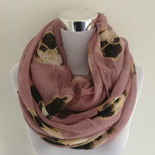 10pcs/lot Multi-Usage Fashion Women Dog head infinity scarf animal Prints Shawl Lady Long  Stripe Scarf Popular  four seasons 2024 - buy cheap