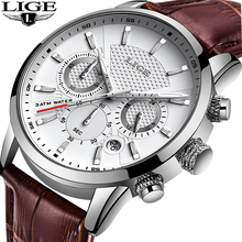 LIGE мужские часы подарок Топ люксовый бренд водонепроницаемые спортивные часы хронограф кварцевые военные из натуральной кожи Relogio Masculino 2024 - купить недорого