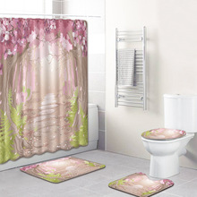 Landscape Bathroom Curtain Waterproof Fabric Shower Curtain Carpet Toilet Mat for Bathroom 4 Pieces Set Bath Curtain 2024 - buy cheap