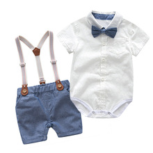 Комплект одежды для новорожденных, для маленьких мальчиков, костюм для крещения, летняя одежда для маленьких мальчиков, костюм + штаны, 2P 2024 - купить недорого