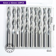 6mm*42m-10pcs,Freeshipping CNC solid carbide End Mill,tungsten woodworking router bit,2 Flute milling cutter,MDF,acrylic,PVC 2024 - buy cheap