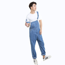 Men's Bib pants Retro Suspenders Wind Siamese Tooling Large size Denim Bib pants ladies overalls Size 26-40 42 44 46 2024 - buy cheap