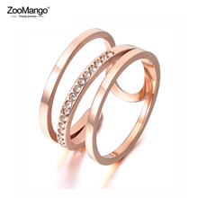 ZooMango Creative Design Titanium Steel Rings Luxury Rose Gold Color Micro Pave AAA Cubic Zircon Wedding Ring For Women ZR17139 2024 - buy cheap