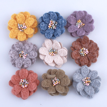 60PCS 5CM New Fashion Cute Wool Fabric Flowers With Stamen For Cloth Hair Flower For Headbands Hair accessories U Pick Colors 2024 - buy cheap