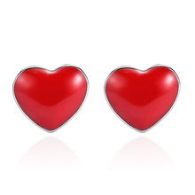 925 Sterling Silver Fashion Red Love Heart Design Stud Earrings for Women Jewelry Gift Hot Sale Wholesale Drop Shipping 2024 - buy cheap