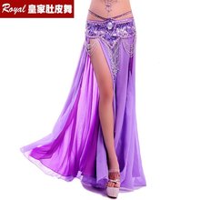 Lady Belly Dance Clothes Girls Leafroll Double Slit Chiffon Belly Dancing Skirt Women Belly Dance Costumes 11 Colors B-6837 2024 - buy cheap