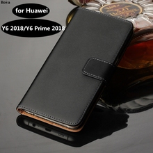 Funda abatible de cuero PU de primera calidad para Huawei Y6 (2018), funda con ranuras para tarjetas y soporte para efectivo para Huawei Y6 Prime 2018 GG 2024 - compra barato