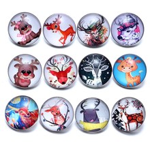 12pcs/lot Cute Buck&Deer Theme Glass Charms 18mm Snap Button Jewelry For 18mm Snaps Bracelet Snap Jewelry KZ0680 2024 - compra barato