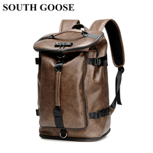 SOUTH GOOSE-Mochila De piel suave para hombre, morral multifuncional de alta calidad para adolescentes, bolso de viaje con carga USB 2024 - compra barato