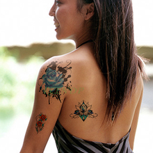 Tatuaje temporal a prueba de agua pegatina flor Rosa loto tatuaje falso flash tatuaje temporaire arte corporal pierna brazo para chica mujeres 2024 - compra barato