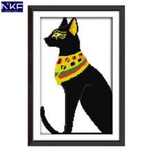 NKF Black Cat with A Scarf Cross Stitch Set Handmade Craft Needlework Cross-Stitch Embroidery Kit Cross Stitch for Home Decor 2024 - compre barato