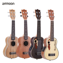 Ammoon-ukelele acústico de 21 pulgadas, instrumento Musical de cuerda, diferentes tipos, Guitarra opcional, 15 trastes, 4 cuerdas 2024 - compra barato