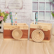 Creative Wooden Camera Shaped Pencil Holder as Desk Organizer 2024 - buy cheap