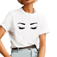 Eyelash Eyebrow Graphic Tee Shirt Femme Summer Short Sleeve O-neck Cotton T Shirt Women Black White Casual Ladies Tops 2024 - buy cheap