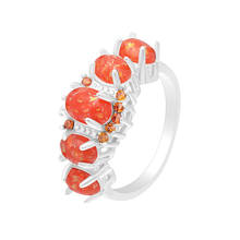 Hainon Fire Opal Finger Rings For Women Red Oval Stone Silver Color filled Jewelry 2018 Fahion Wedding Rings For Party 2024 - buy cheap