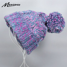 Beanies Women Winter Warm Hat Bone Handmade Knitted Coarse Lines Cable Hats Knit Cap Candy Color Beanie Women Accessories Bones 2024 - buy cheap
