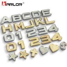 3cm adesivos de carro metal 3d letras alfabeto digital emblema logotipo cristal bling decoração decalques acessórios do carro auto estilo 2024 - compre barato