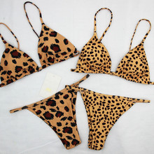 Conjunto de Bikini con estampado de leopardo para mujer, Sexy ropa de baño con Push-Up, sin relleno, sujetador de natación, ropa de playa elástica, 2019 2024 - compra barato