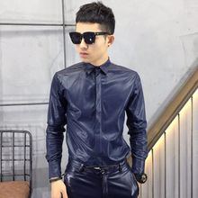 S-6XL 2021 New Men's Clothing Hair Stylist GD High Quality PU Fashion Slim Leather Shirt PLUS SIZE Singer Costumes 2024 - buy cheap