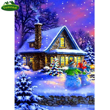 YUMEART DIY Diamond Arts Cross Stitch Snow man house 5D Paint With Diamond Painting by Number Needlework Hobbies and Craftss 2024 - buy cheap