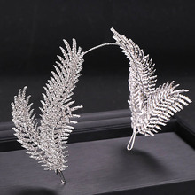 Women European American Style Hair Hoop Girls Shining Feather Decoration Headpieces Brides Wedding Fashion Hair Accessories 2024 - buy cheap