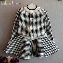 2Piece/2-6Years/Spring Autumn Kids Clothes Baby Girls Outfits Plaid Sweater Cardigan+Skirt Casual Children Clothing Sets BC1268 2024 - buy cheap