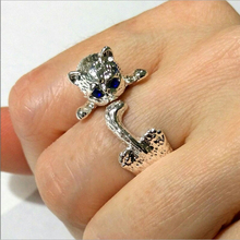 Anel de pedras ajustáveis de animais, anel adorável de gatinho banhado a prata, anel meteorito para mulheres, joias de festa vintage, anelí5 2024 - compre barato