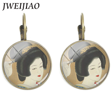 Jweijiao-brincos clássicos vintage, brincos redondos para pedras, feito em vidro, vintage, geisha, c979 2024 - compre barato