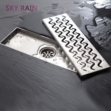SKY RAIN-Desagüe de ducha lineal de acero inoxidable 304, alta calidad, resistente al óxido, tipo rectangular, drenaje de suelo 2024 - compra barato