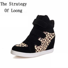 Spring Autumn Women Buckle High Top Leopard Print Sneakers Lady Height Increasing Elevator Wedges Casual  Shoes 35-40 SXQ0701 2024 - buy cheap