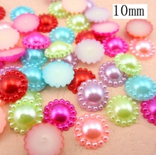 Multi Color 100pcs/lot 10mm Half Round ABS Imitation Pearl Beads Fake Sunflower Flat Back Scrapbook Craft DIY Jewelry Findings 2024 - buy cheap