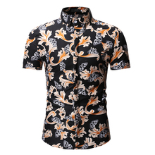Yasugupra camisa masculina de manga curta, camisa social casual verão 2019 para homens, camisa floral na moda 2024 - compre barato