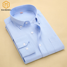 Men's Brand Casual Shirts New Arrival Fashion Oxford Mens Long Sleeve Dress Shirt Solid Color Formal Shirts For Men 2024 - buy cheap