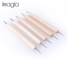 Inagla DIY Nail Art Crystal Dotting Tool Pencil Wood Pen Nail Art Decoration 5Pcs/Pack 2 Way Wooden Dotting Pen Nail Art Tools 2024 - buy cheap