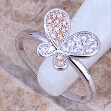 Anel champanhe morganite branco e brilhante em prata cz tamanho 6 / 7 / 8 / 9 e546 2024 - compre barato